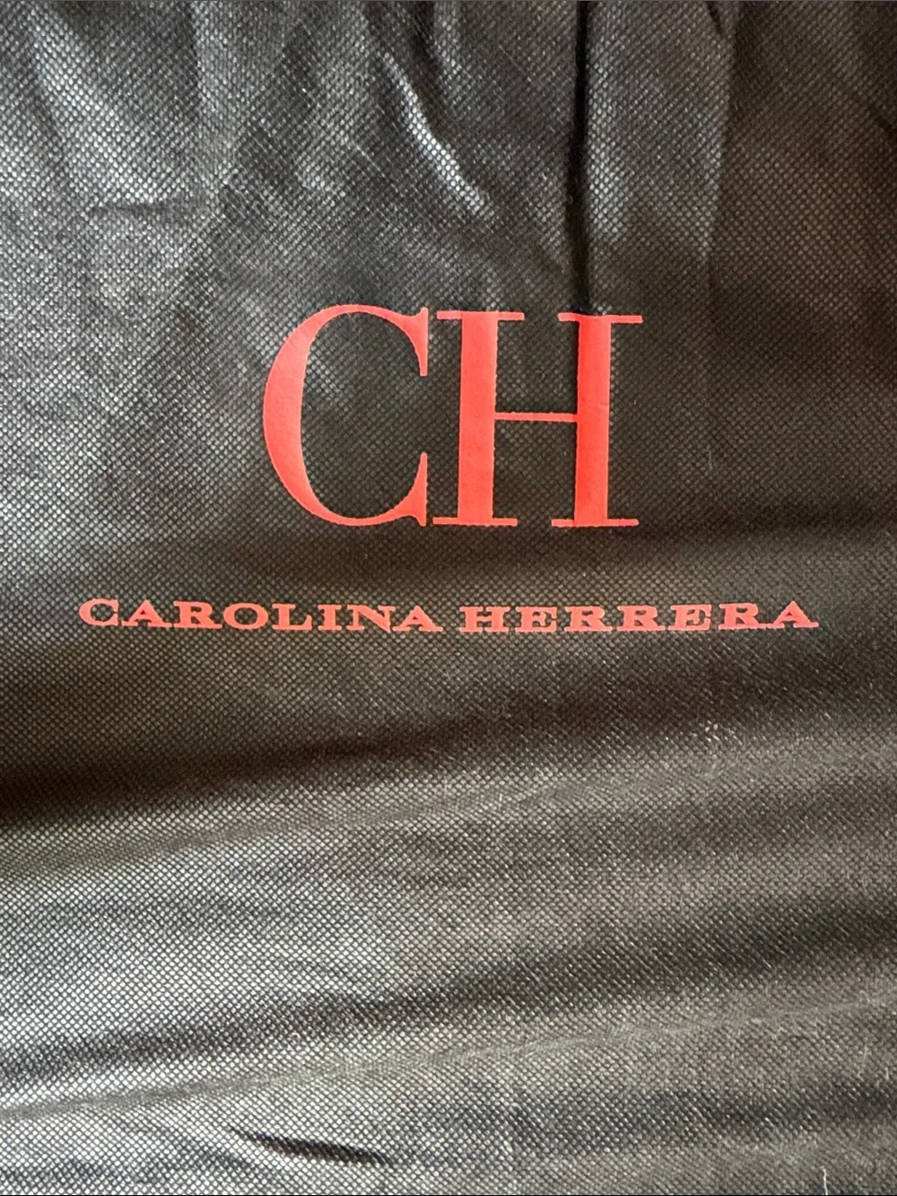 CH Carolina Herrera Black Long Gown Garment Bag with Red Logo